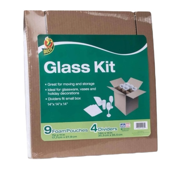 2 Duck Glass Kit, 4 Corrugate Dividers & 9 Foam Pouches (14 x 14\x 14) $25 - Picture 1 of 4